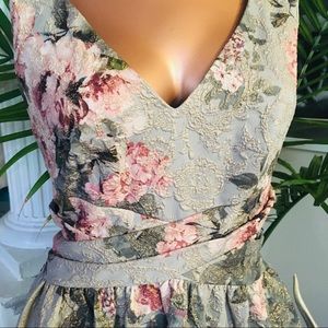 Adrianna Papell Floral Embossed Midi Dress